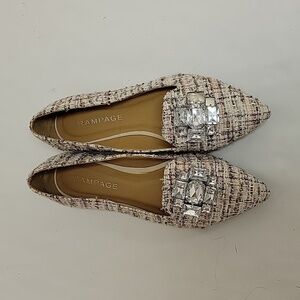 NWOT Coolsie by Rampage boucle rhinestone ballet flats sz 7